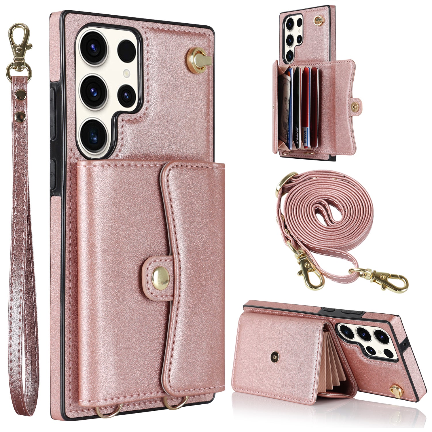 For Samsung Galaxy S23 Ultra RFID Blocking Card Slots Holder Phone Case Accordion Style Kickstand Shockproof Cover For Samsung Galaxy S23 Ultra RFID Blocking Card Slots Holder Phone Case Accordion Style Kickstand Shockproof Cover
